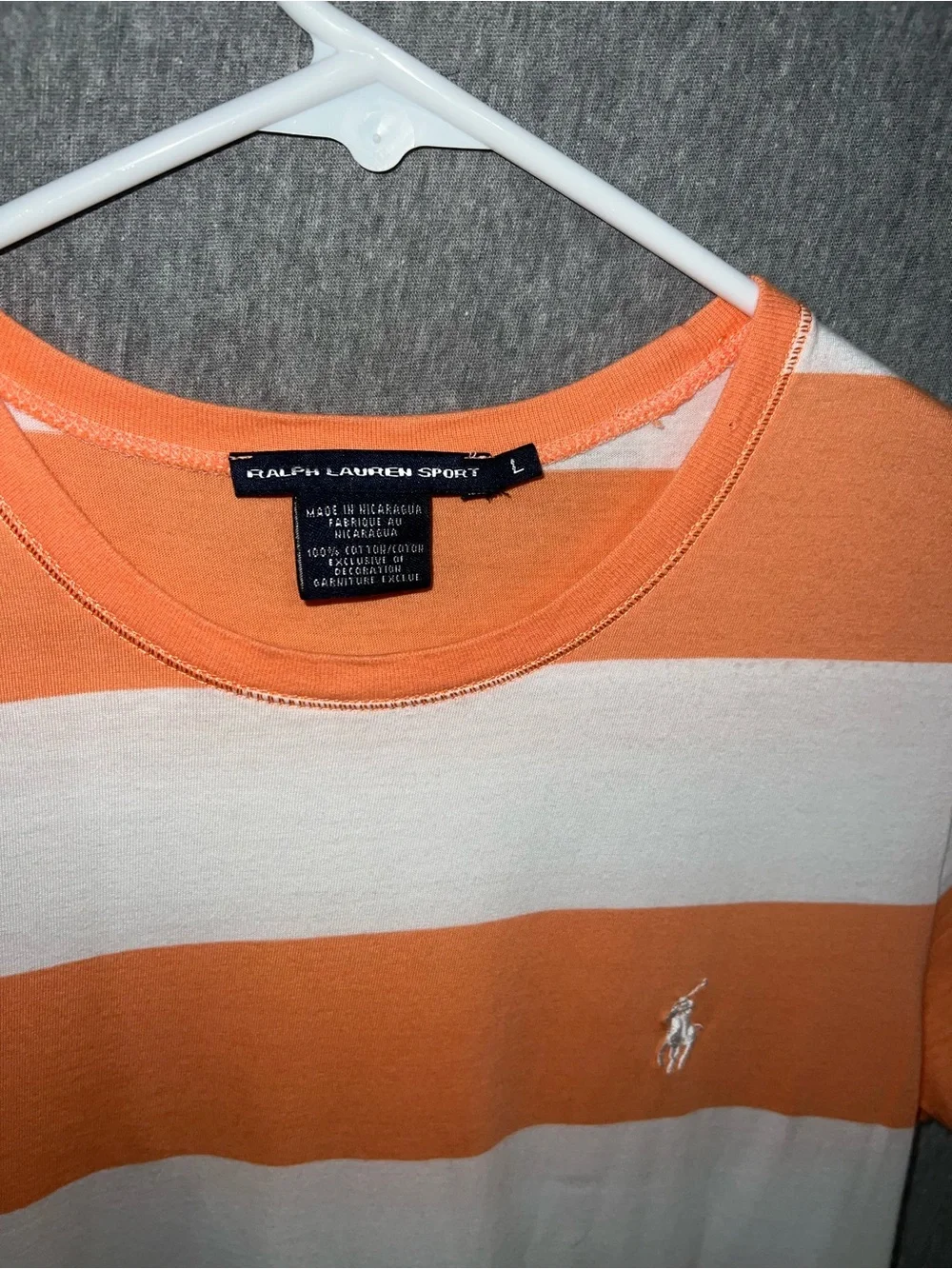 Ralph Lauren Sport Orange & White Striped Crew Tee